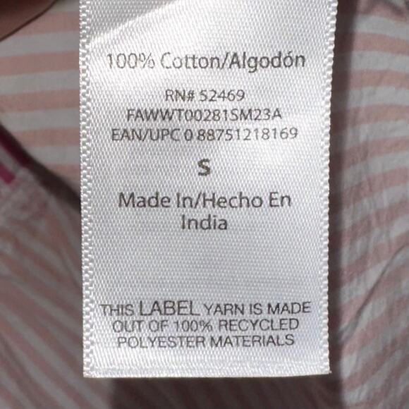 NWT Free Assembly V-Neck Long Sleeve Fuchsia Fedora Stripe Peplum Top Size Small - Picture 8 of 14